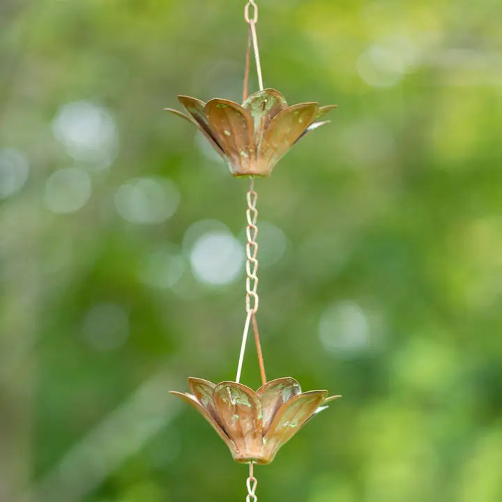 76" Long Iron Rain Chain with Sunflowers