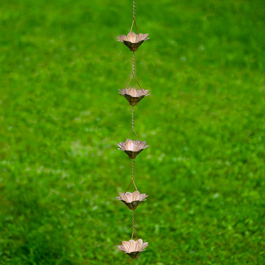 76" Long Iron Rain Chain with Sunflowers