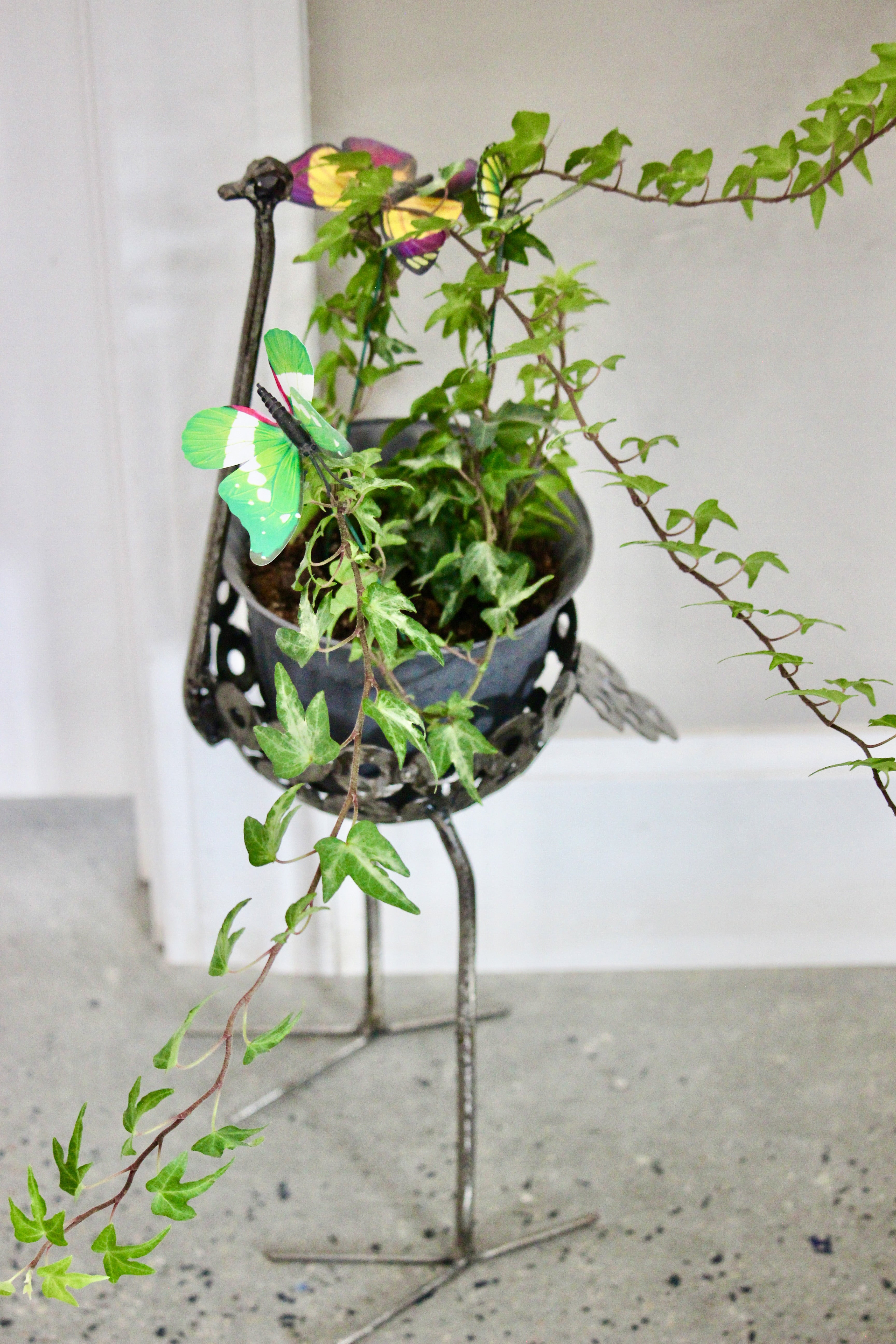 Recycled Metal Ostrich Bowl