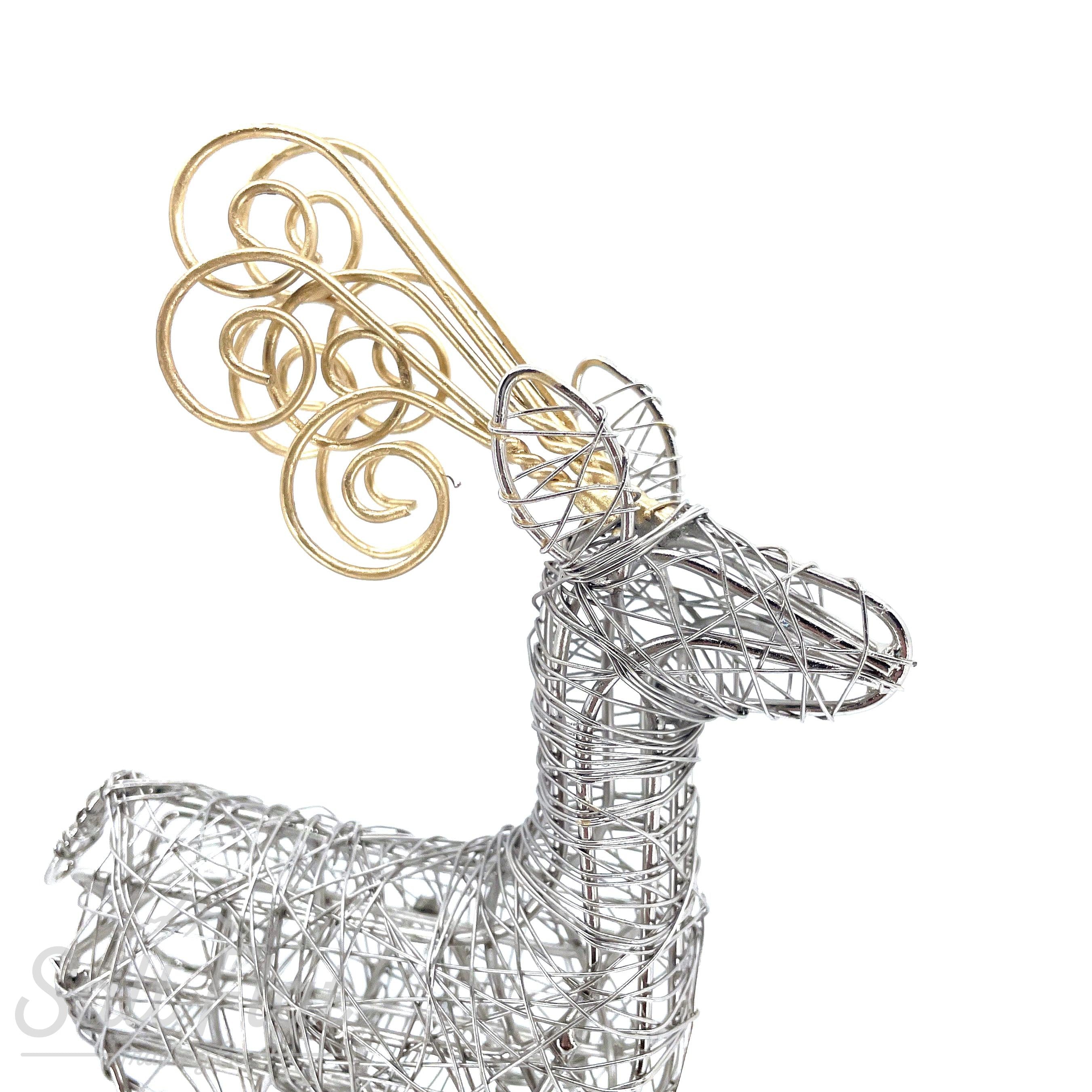 Gold Antler Wrapped Wire Reindeer